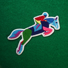 Equestrian Horse Jumping Iron-On Embroidered Patch