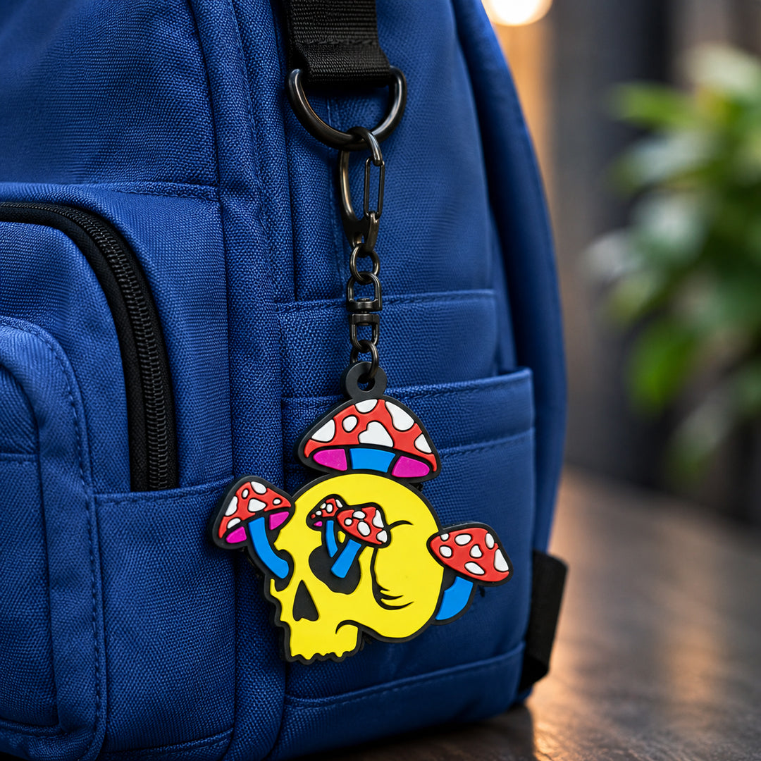 Shroom Skull 3D Rubber Keychain Charm