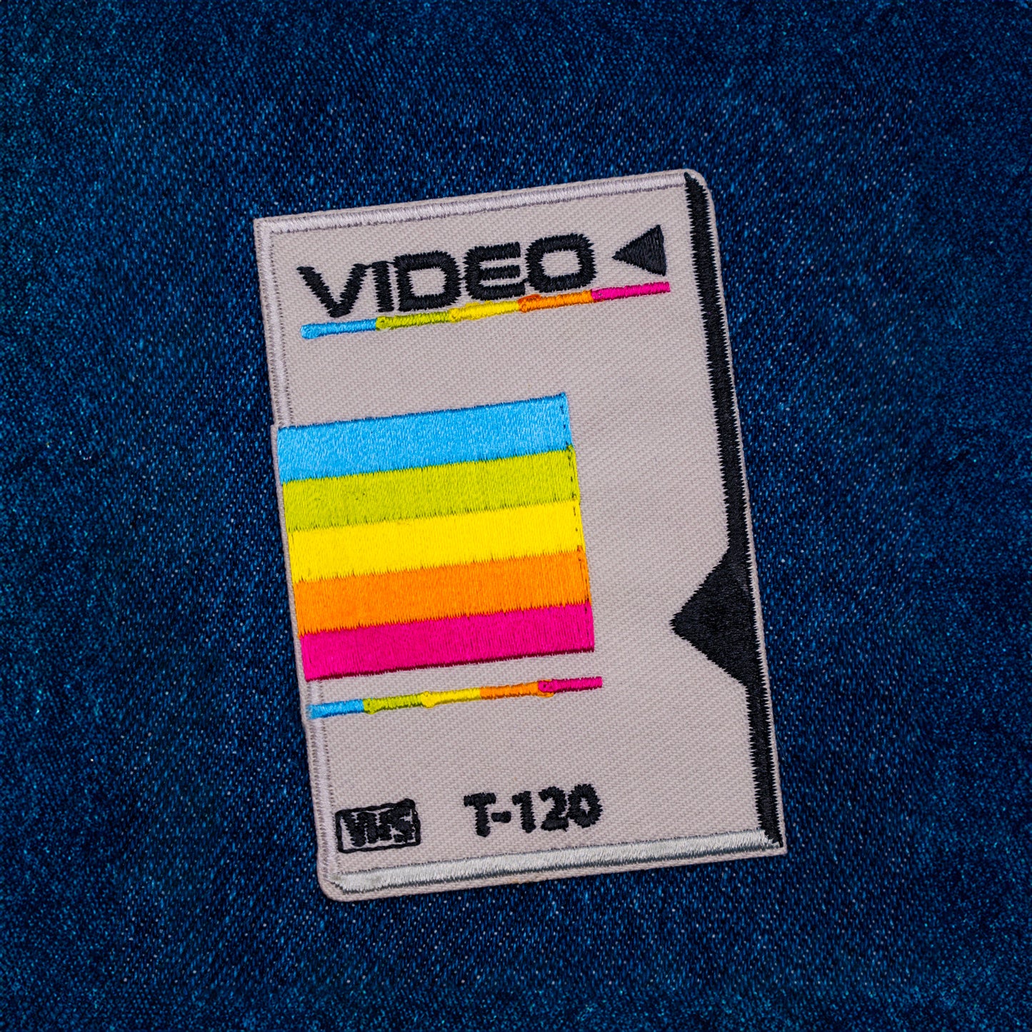 Embroidered Vintage Vibes: Retro VHS Iron-On Patch