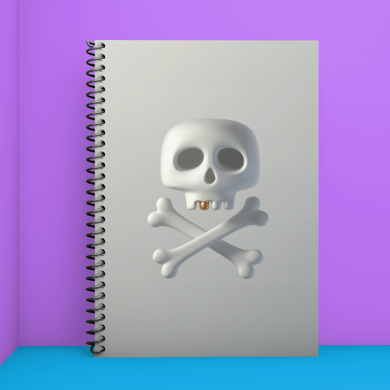 Piraten-Totenkopf mit goldenem Zahn Spiralblock