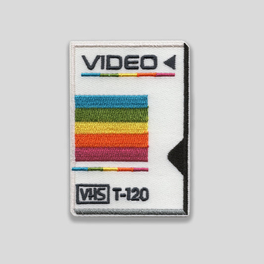 Embroidered Vintage Vibes: Retro VHS Iron-On Patch