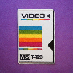 Embroidered Vintage Vibes: Retro VHS Iron-On Patch