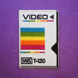 Embroidered Vintage Vibes: Retro VHS Iron-On Patch