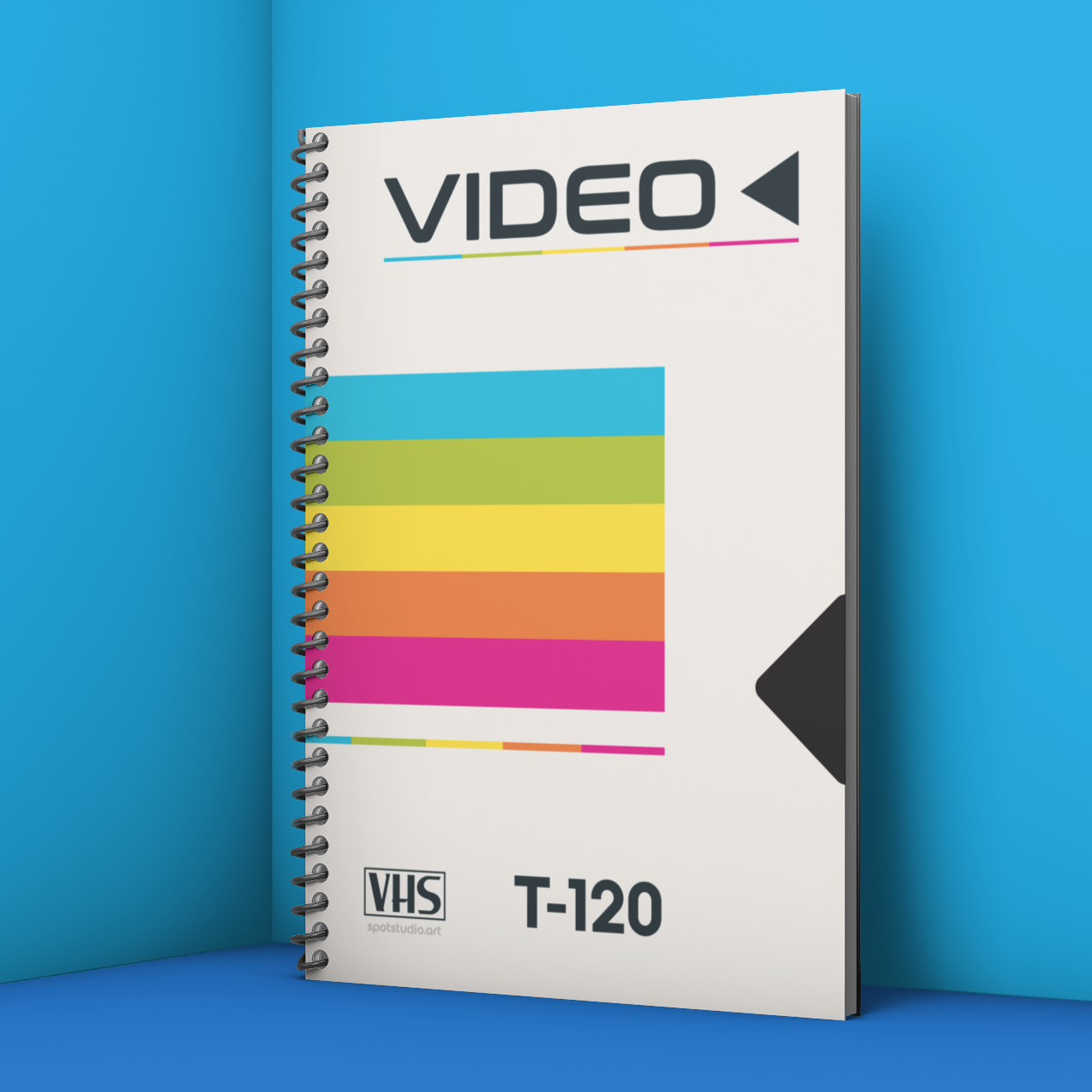 Retro 80er Jahre VHS Kassettenhülle Spiralnotizbuch