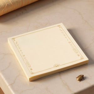 Egyptian Post-it notes with gold-colored border and scarab prop