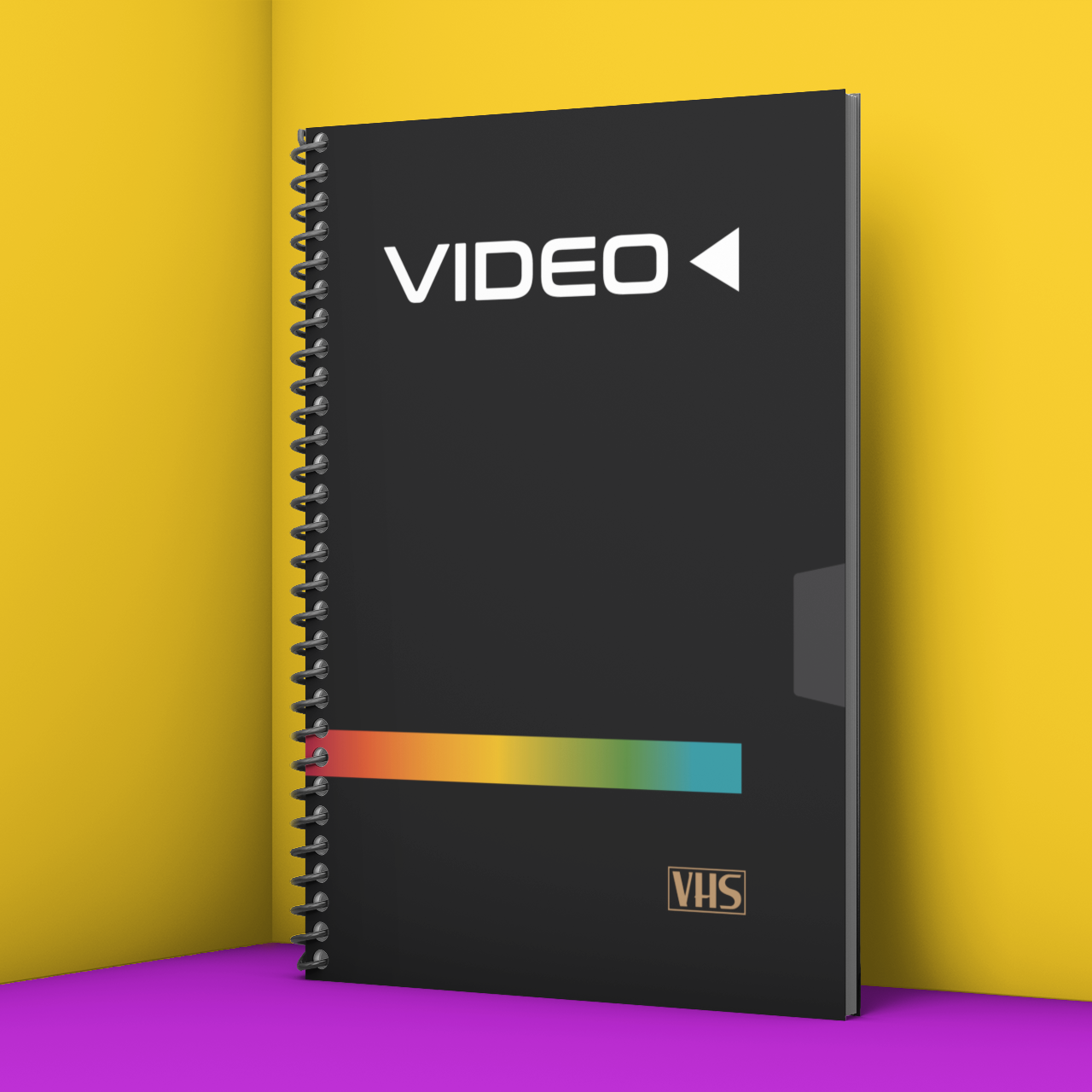 Schwarzes Retro-VHS-Kassetten-Notizbuch
