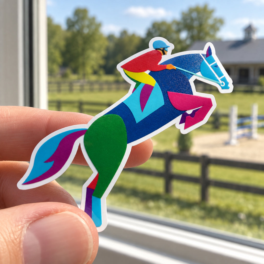 Colorful Jumping Horse & Rider Sticker
