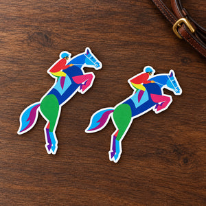 Colorful Jumping Horse & Rider Sticker