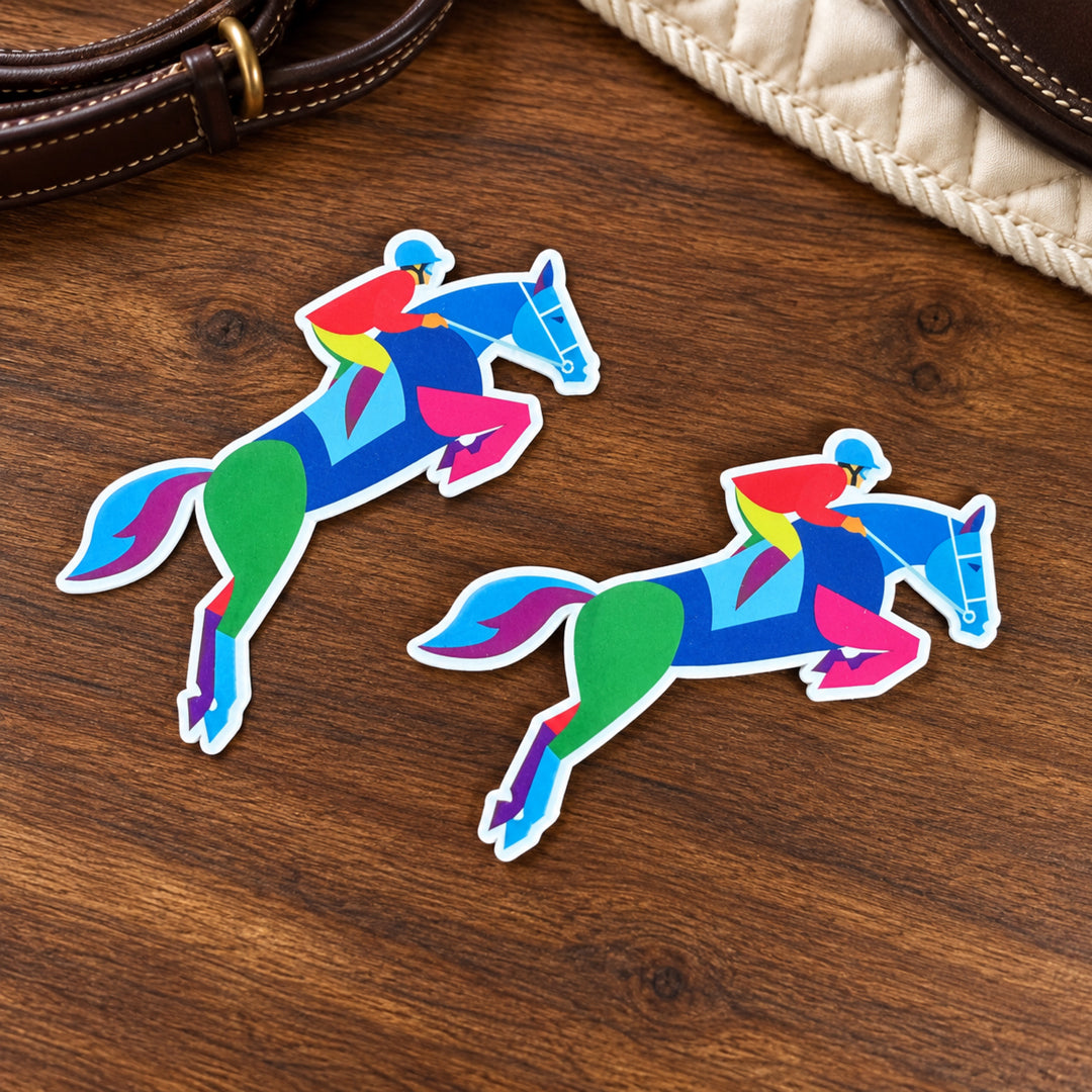 Colorful Jumping Horse & Rider Sticker