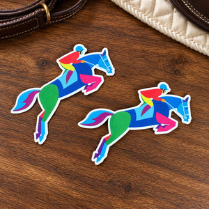 Colorful Jumping Horse & Rider Sticker