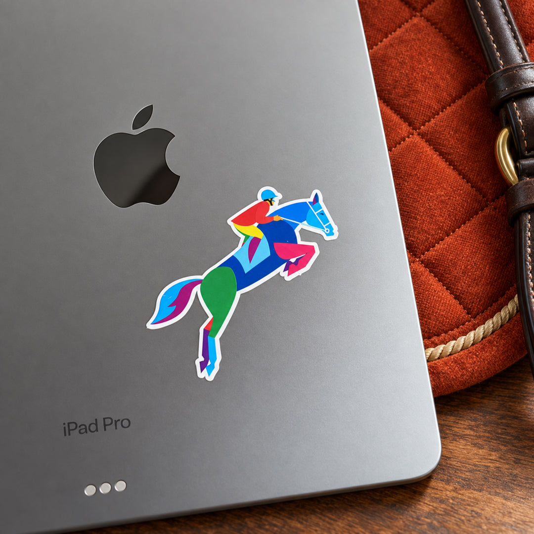 Colorful Jumping Horse & Rider Sticker