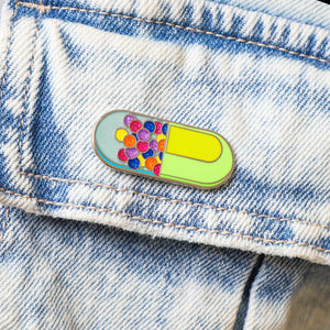 SparkleRx Capsule Pin: Glittering Medicine Enamel Accessory