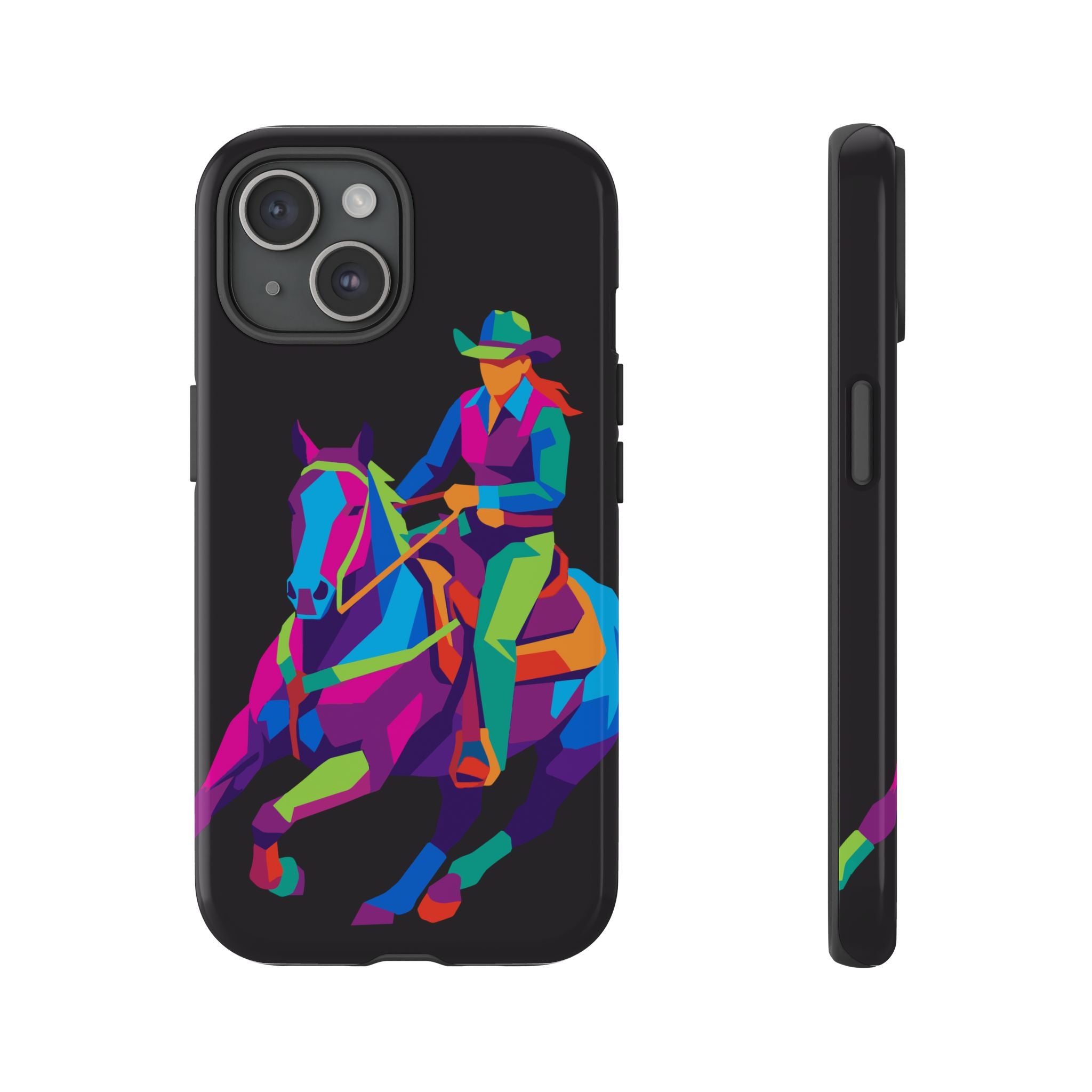Colorful Cowgirl Riding Horse iPhone Case