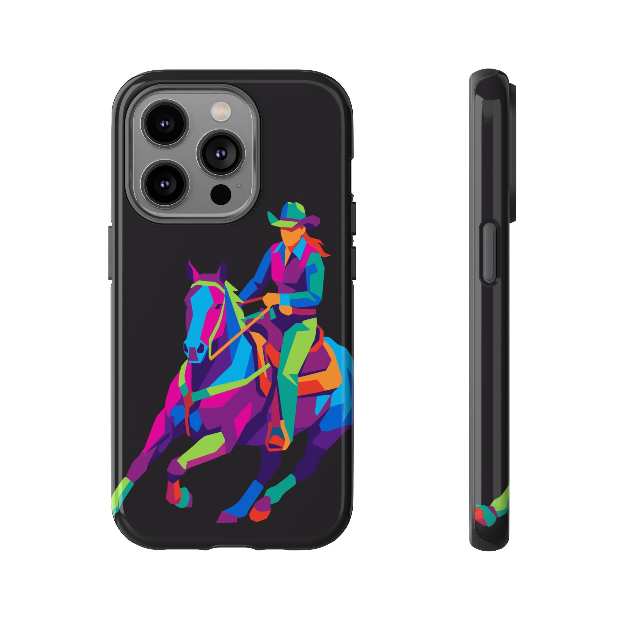 Colorful Cowgirl Riding Horse iPhone Case