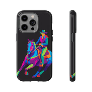 Colorful Cowgirl Riding Horse iPhone Case