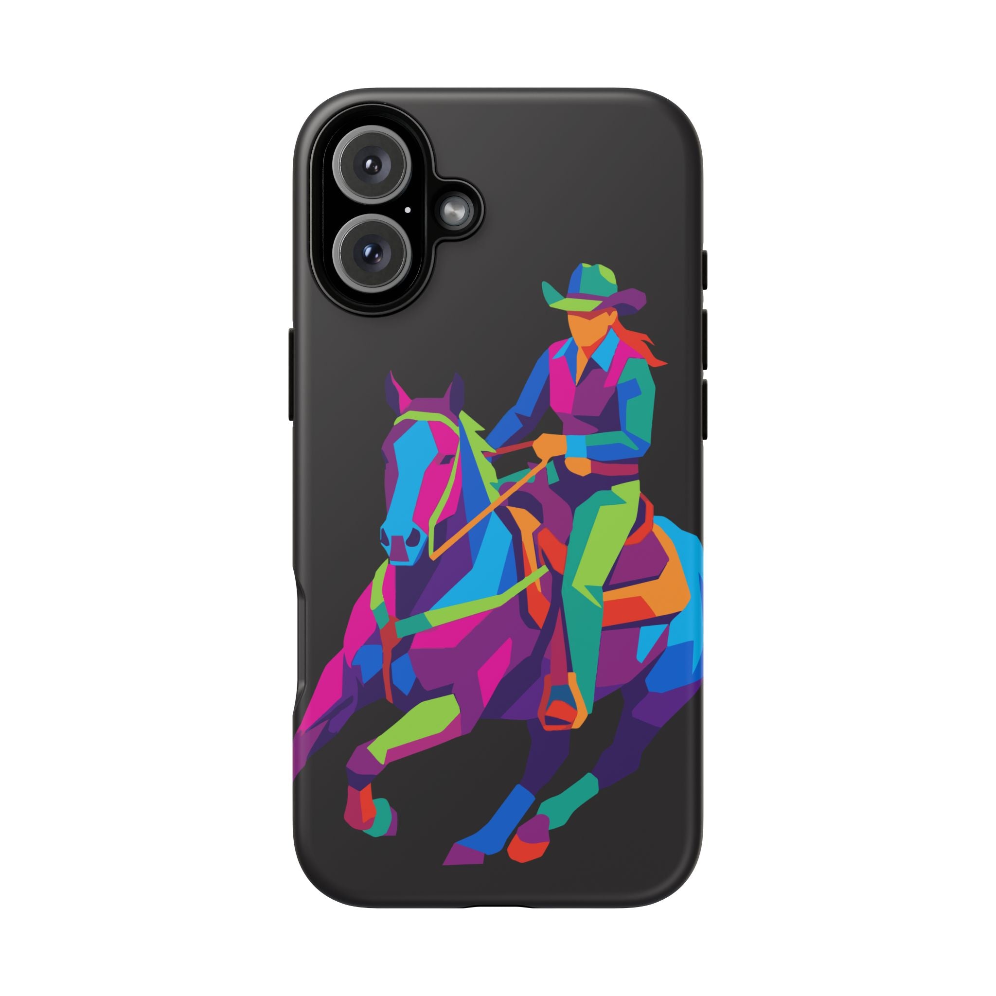 Colorful Cowgirl Riding Horse iPhone Case