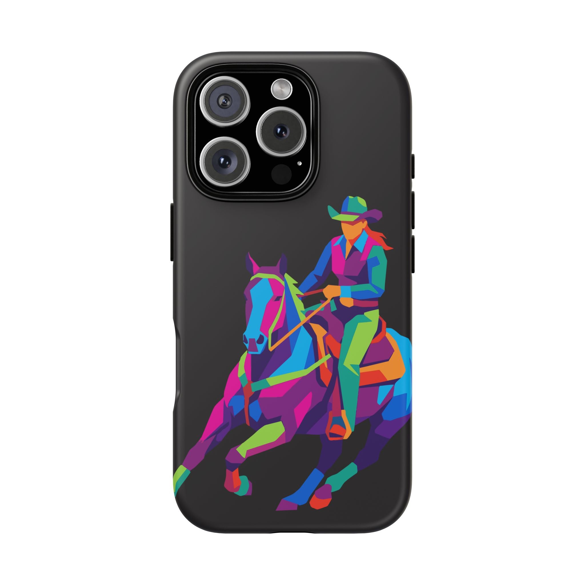 Colorful Cowgirl Riding Horse iPhone Case