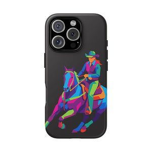 Colorful Cowgirl Riding Horse iPhone Case