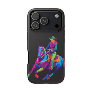 Colorful Cowgirl Riding Horse iPhone Case
