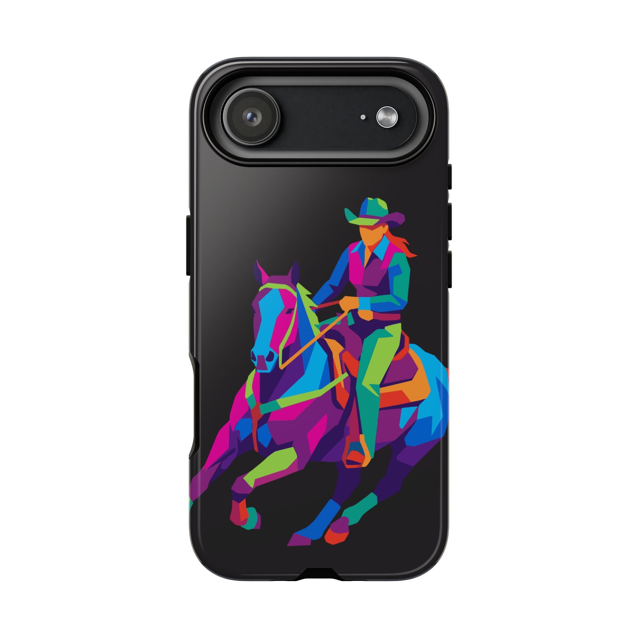 Colorful Cowgirl Riding Horse iPhone Case