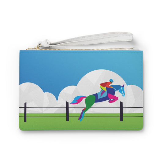 Vibrant Equestrian Clutch Bag - Perfect for Horse Lovers, Races, and Everyday Use