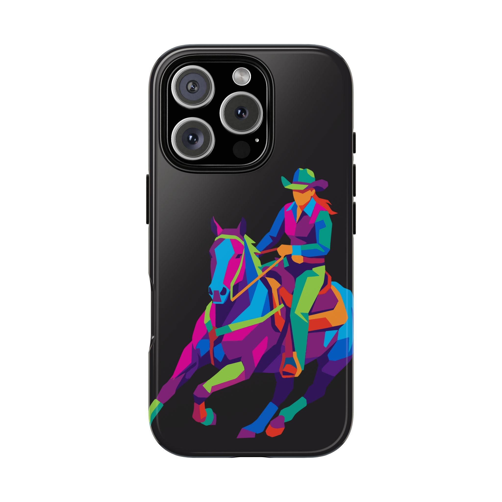 Colorful Cowgirl Riding Horse iPhone Case