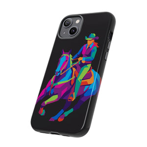 Colorful Cowgirl Riding Horse iPhone Case