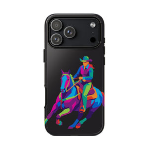 Colorful Cowgirl Riding Horse iPhone Case