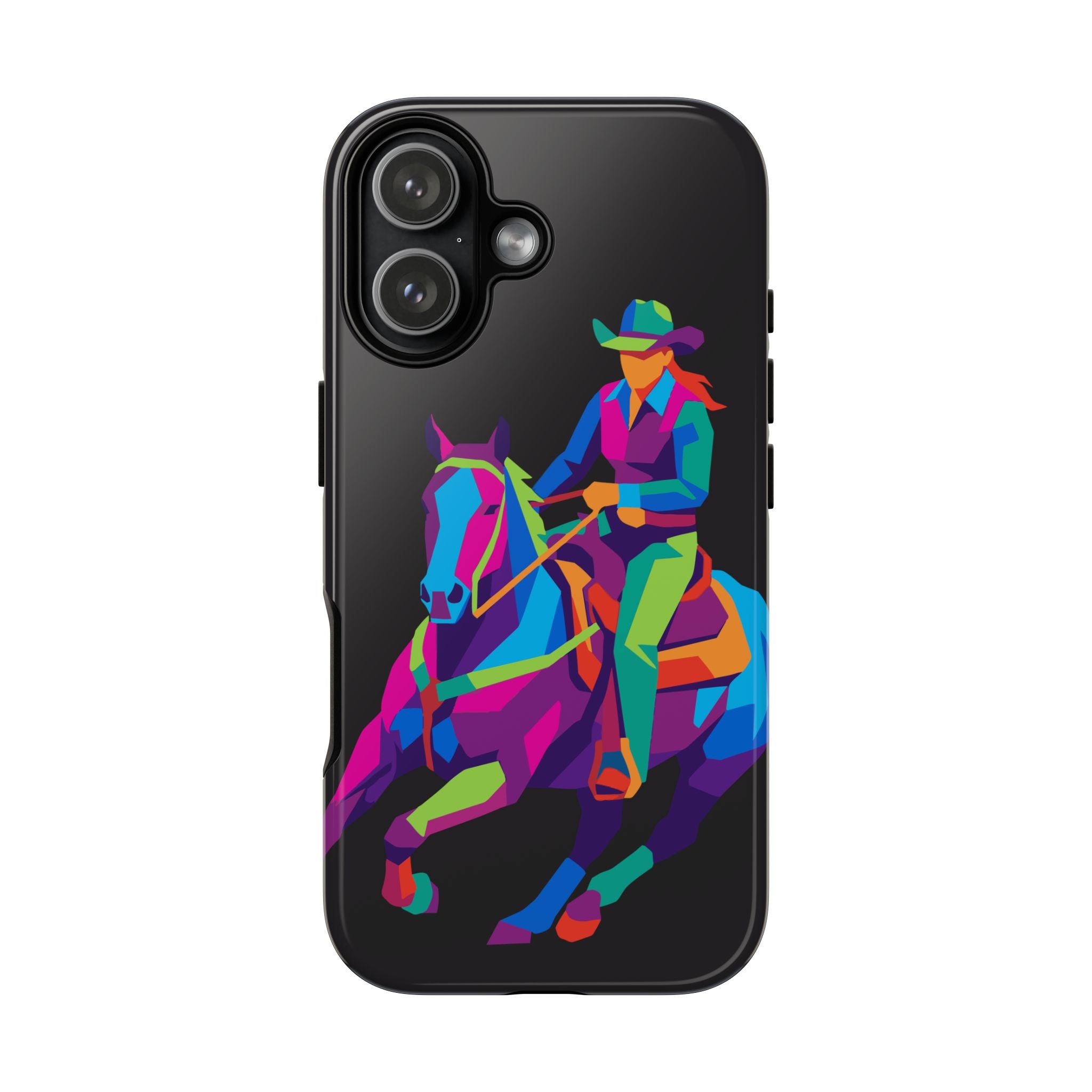 Colorful Cowgirl Riding Horse iPhone Case