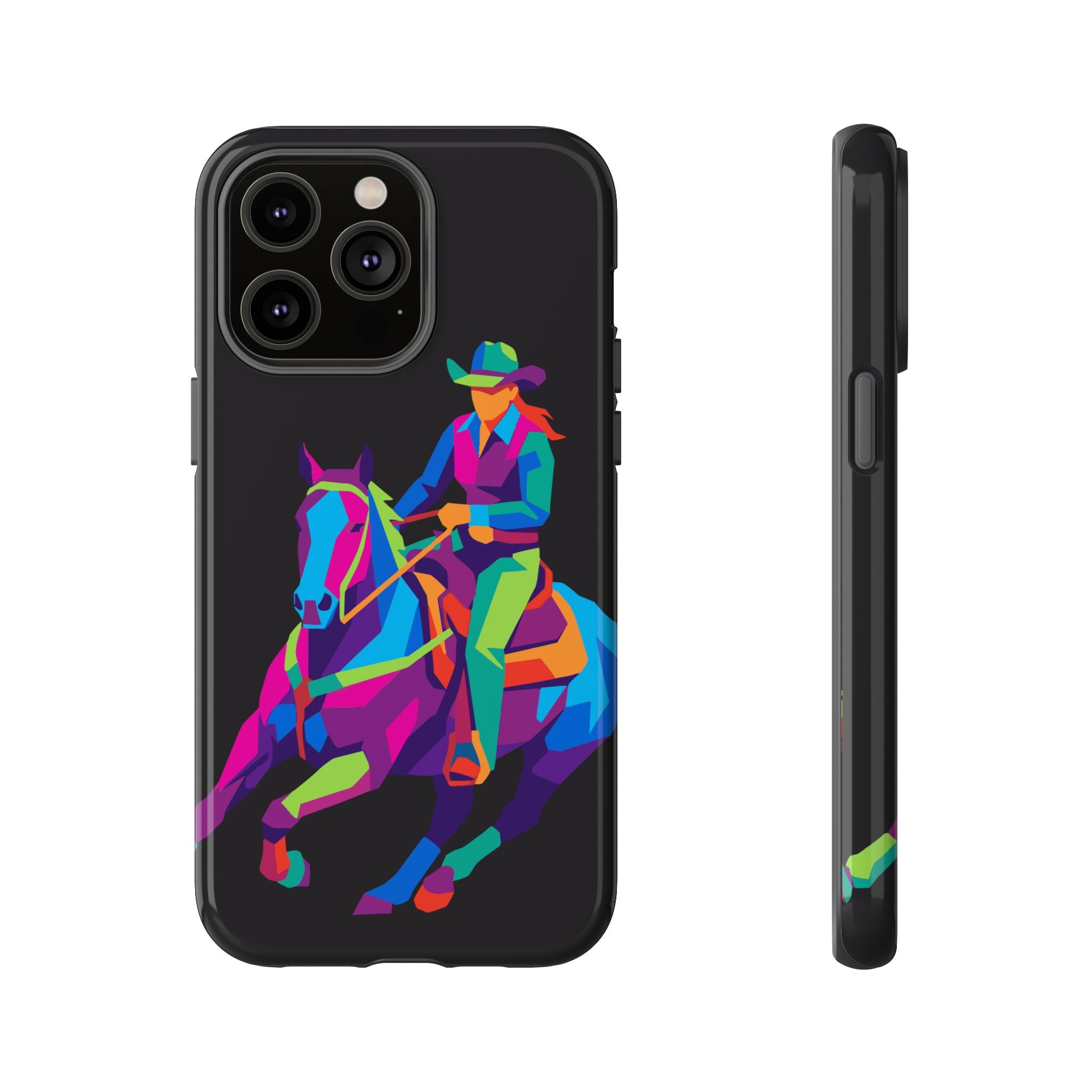 Colorful Cowgirl Riding Horse iPhone Case