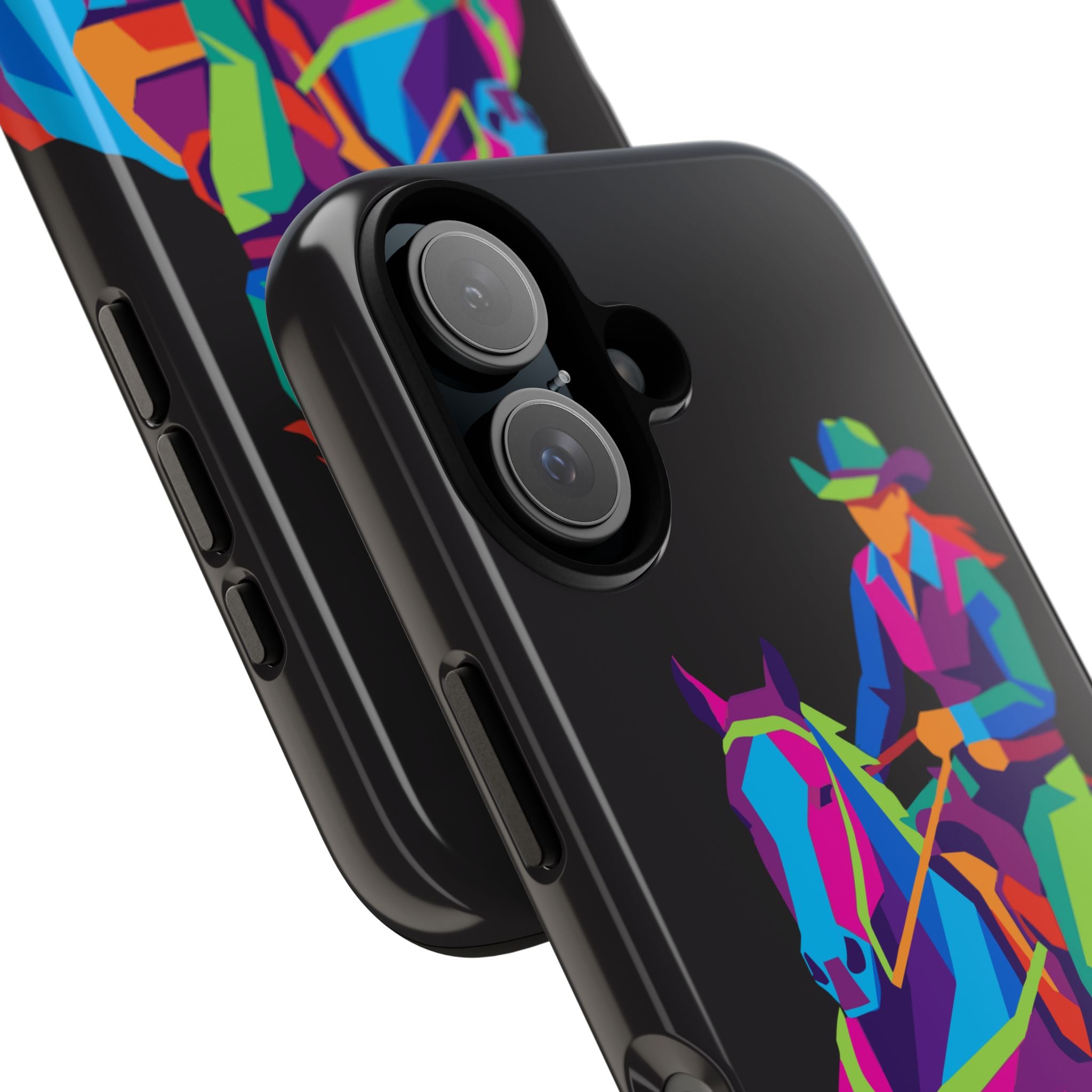 Colorful Cowgirl Riding Horse iPhone Case