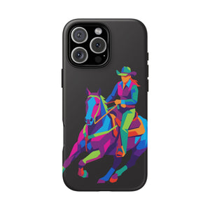 Colorful Cowgirl Riding Horse iPhone Case
