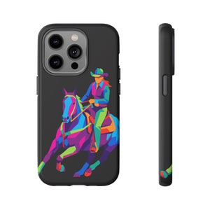 Colorful Cowgirl Riding Horse iPhone Case