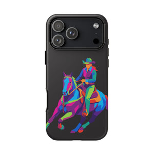 Colorful Cowgirl Riding Horse iPhone Case