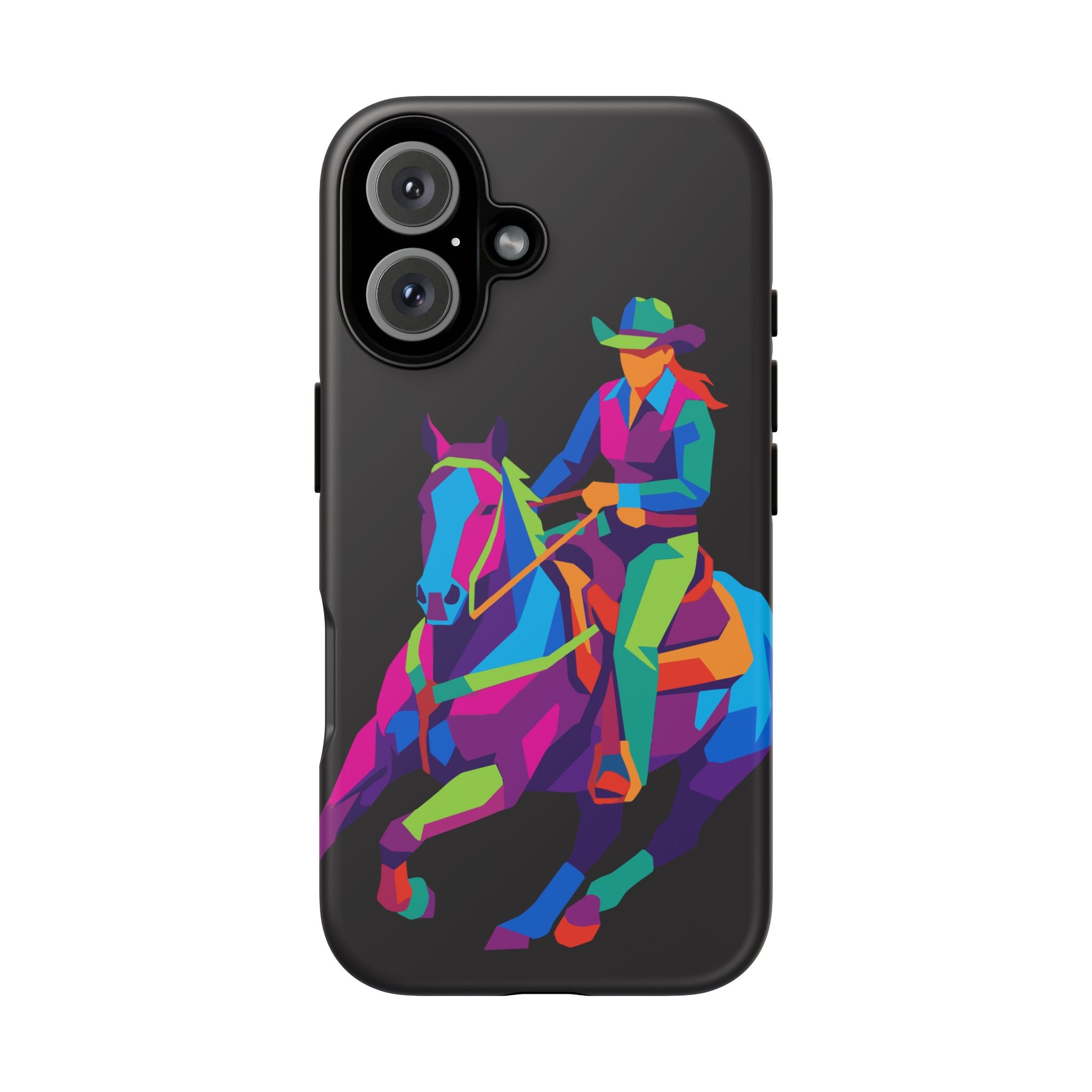 Colorful Cowgirl Riding Horse iPhone Case