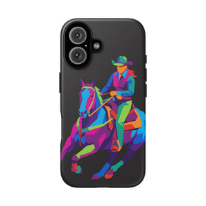 Colorful Cowgirl Riding Horse iPhone Case