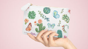 Desert Bloom Botanical Mini Zipper Clutch Bag