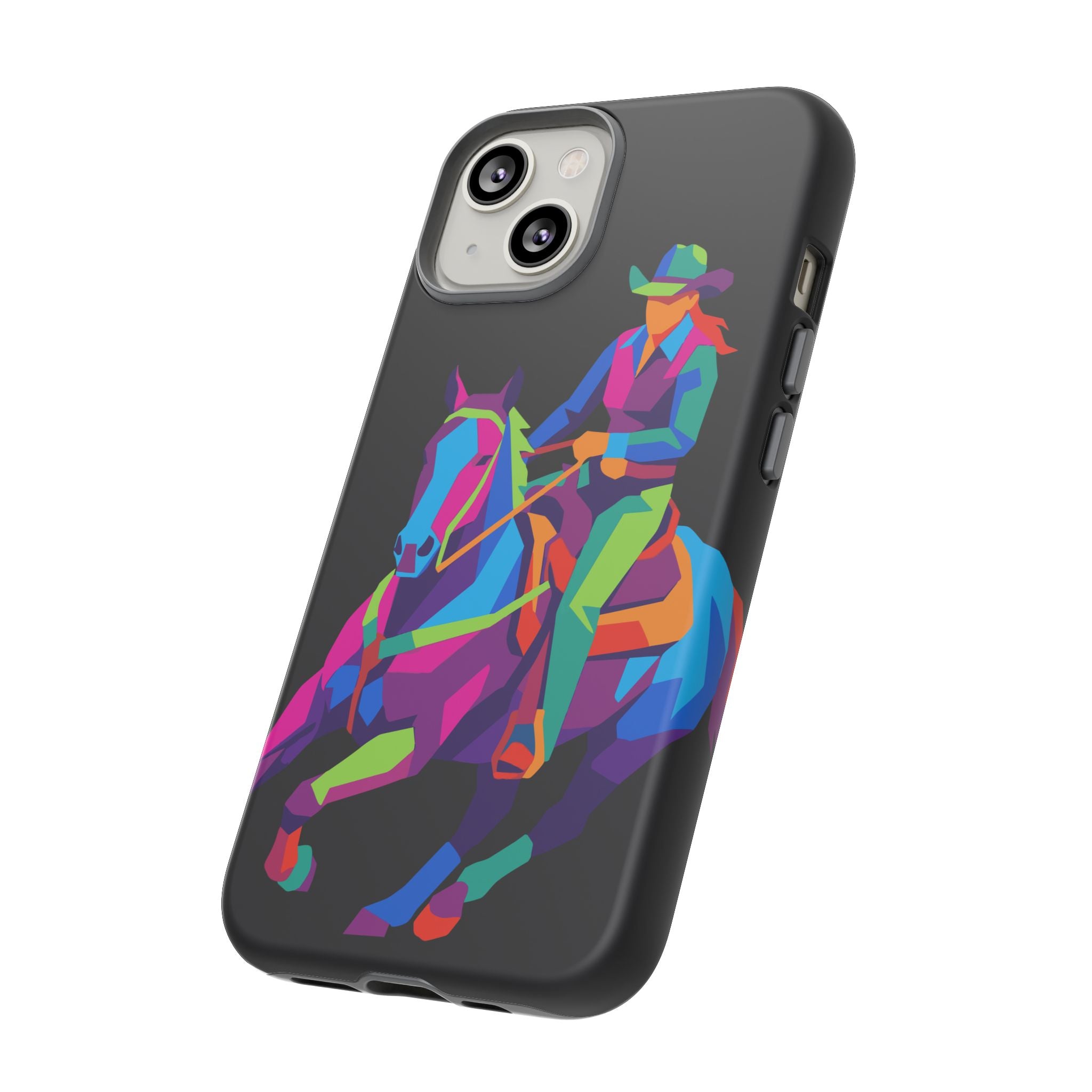 Colorful Cowgirl Riding Horse iPhone Case