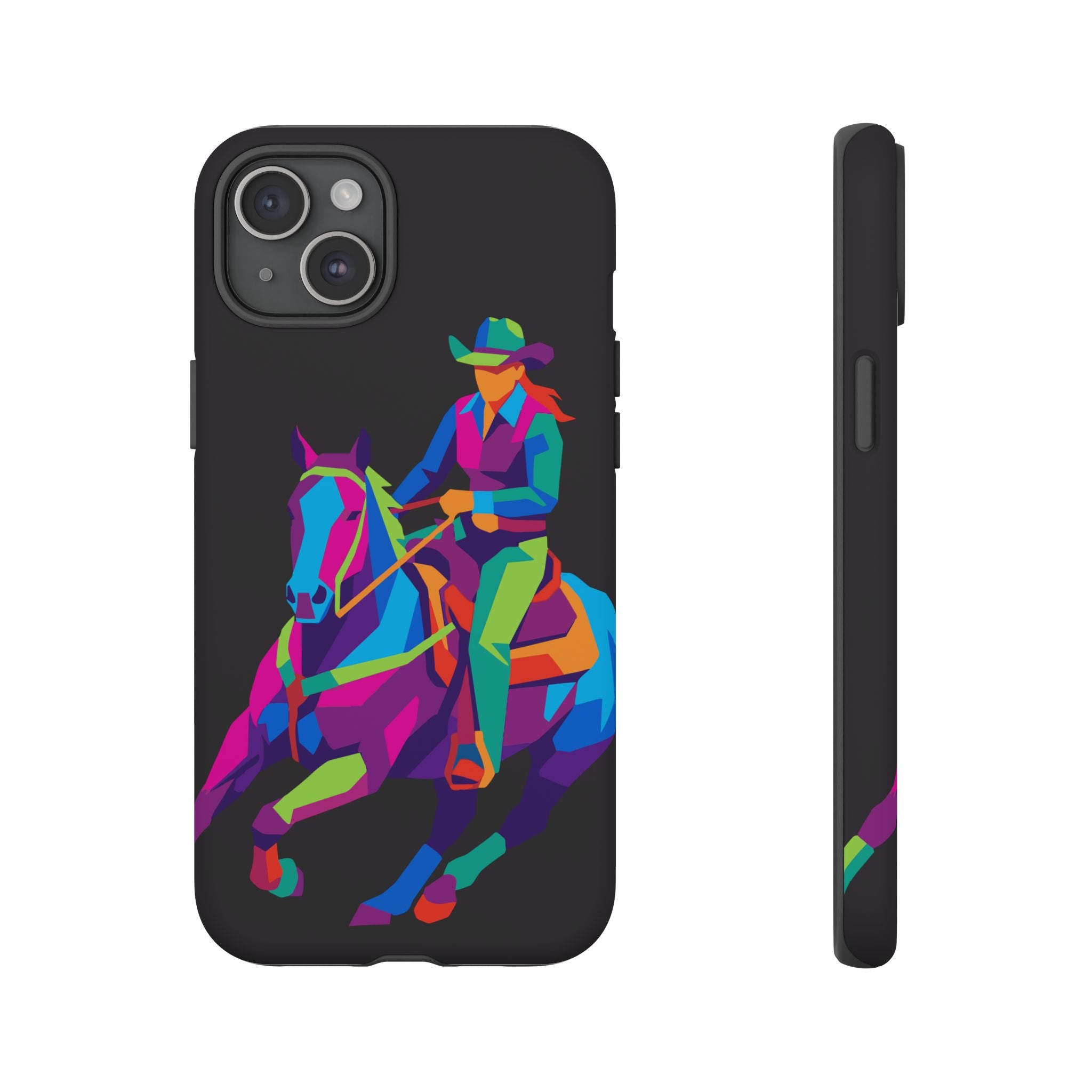 Colorful Cowgirl Riding Horse iPhone Case