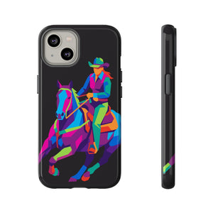 Colorful Cowgirl Riding Horse iPhone Case