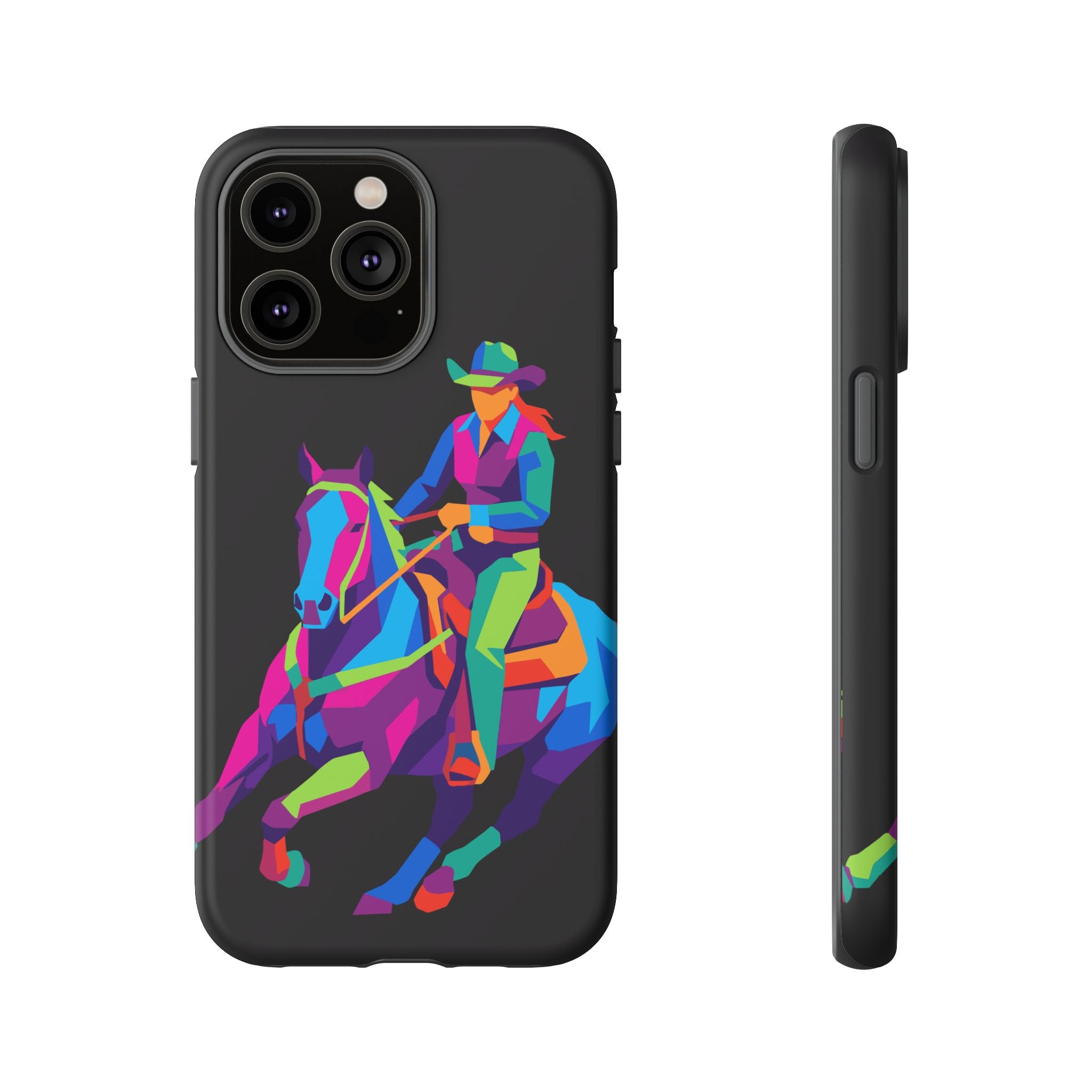 Colorful Cowgirl Riding Horse iPhone Case