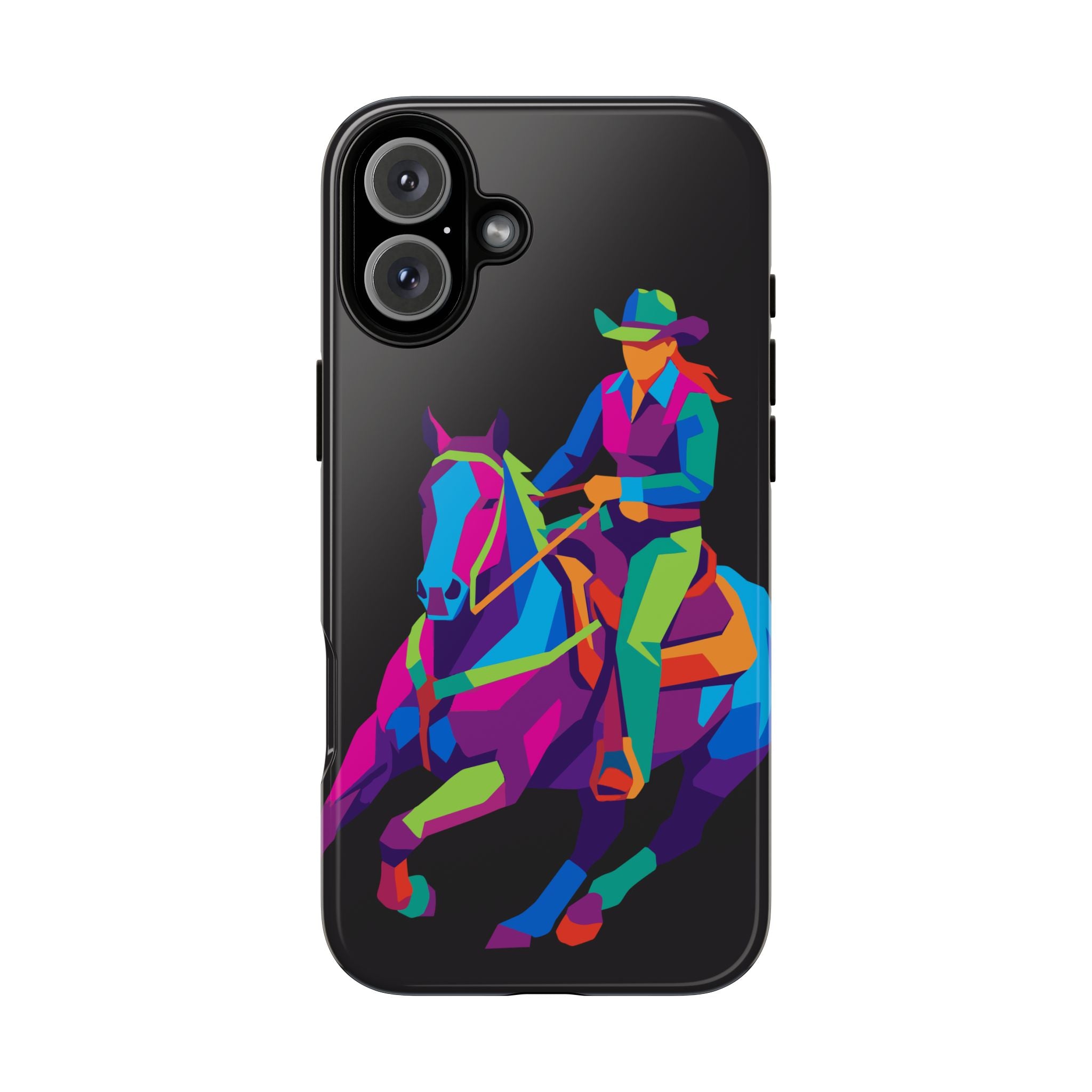 Colorful Cowgirl Riding Horse iPhone Case