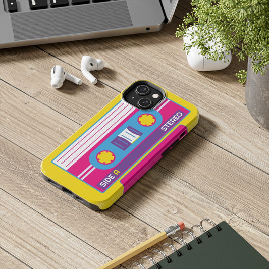 RetroWave Yellow Cassette Mix Tape iPhone Case