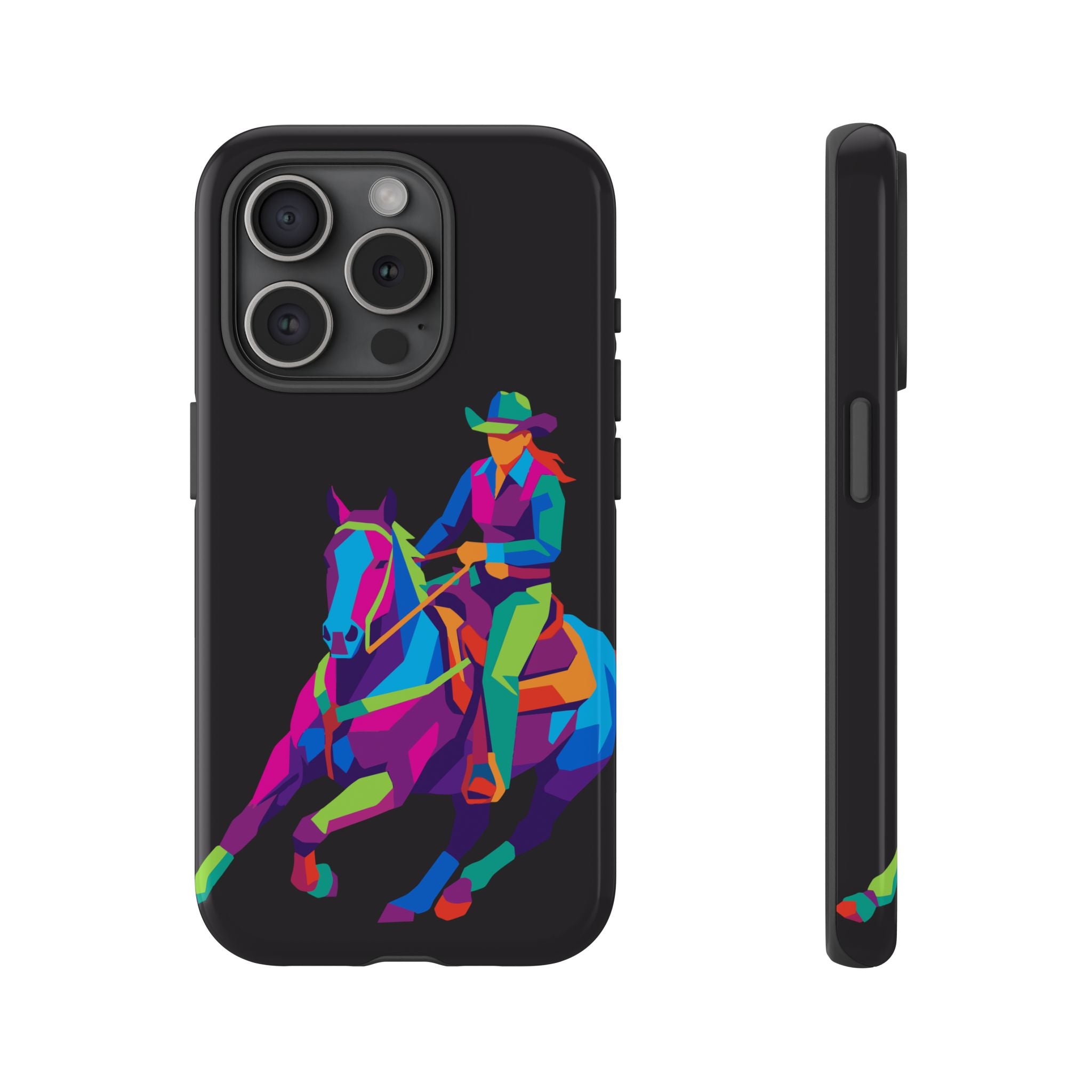 Colorful Cowgirl Riding Horse iPhone Case