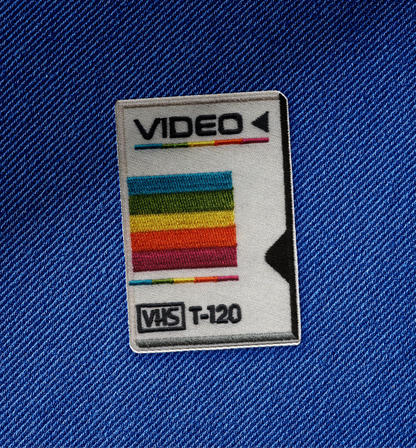 Embroidered Vintage Vibes: Retro VHS Iron-On Patch