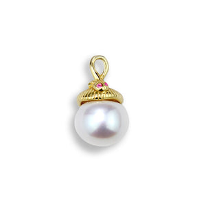 Golden Acorn Pearl Charm Necklace