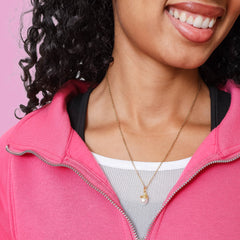 Golden Acorn Pearl Charm Necklace