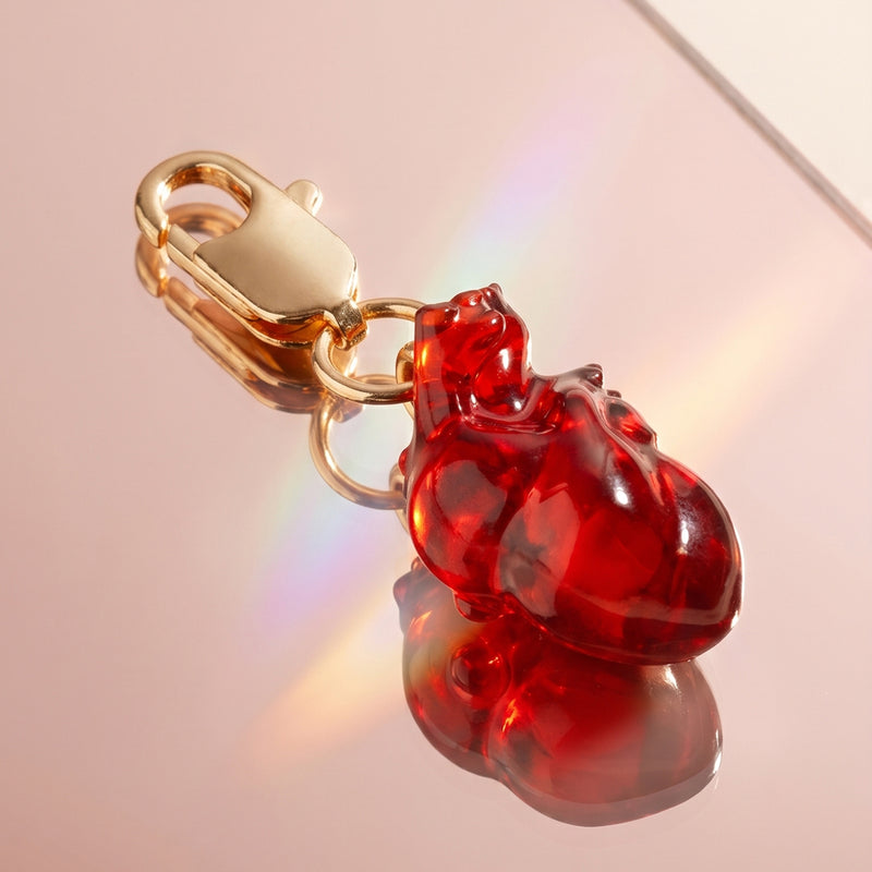 Anatomical Heart Resin Charm – Golden Clasp, Gift Boxed Bag Accessory