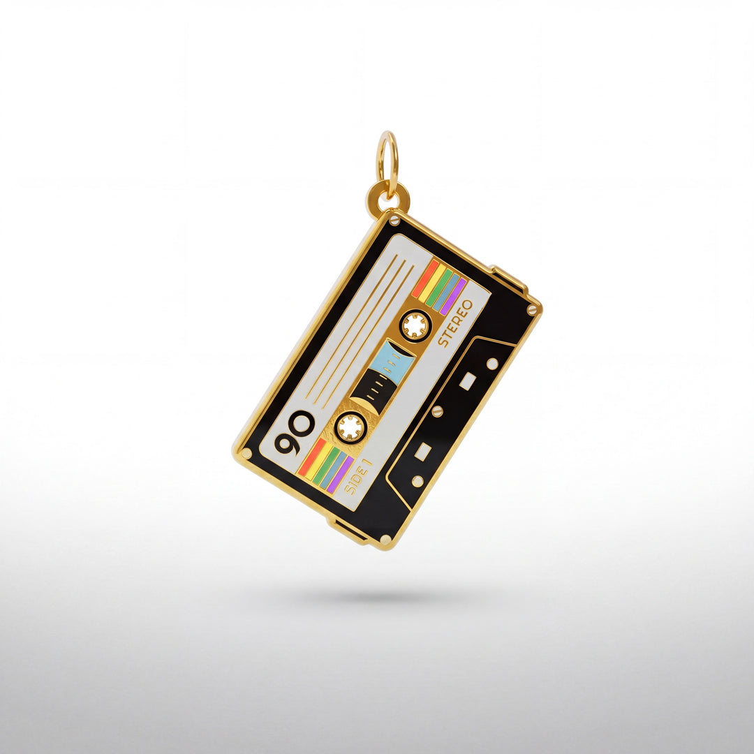 Vintage Vibes Golden Mixtape Pendant Charm