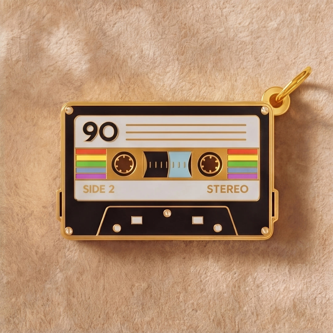 Vintage Vibes Golden Mixtape Pendant Charm
